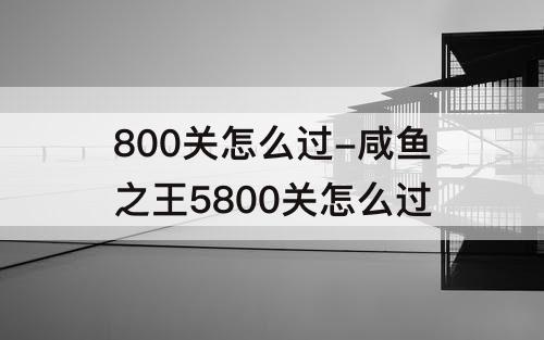 800关怎么过-咸鱼之王5800关怎么过