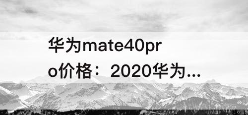 华为mate40pro价格：2020华为mate40pro价格