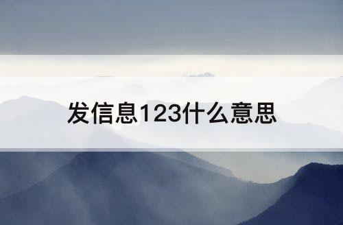 发信息123什么意思