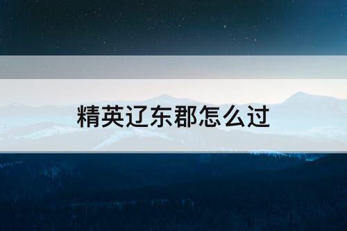 精英辽东郡怎么过