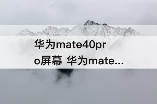 华为mate40pro屏幕 华为mate40pro屏幕刷新率怎么调