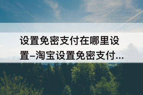 设置免密支付在哪里设置-淘宝设置免密支付在哪里设置