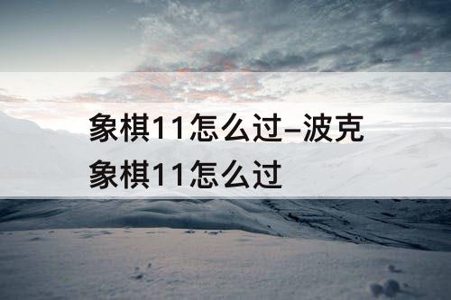 象棋11怎么过-波克象棋11怎么过