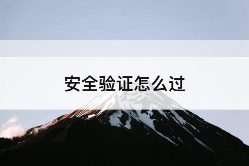 安全验证怎么过