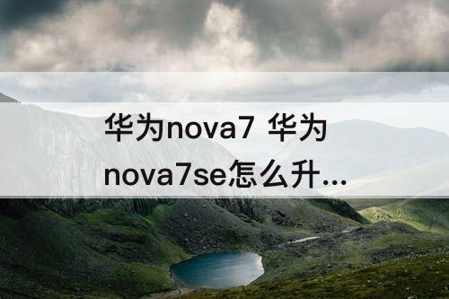 华为nova7 华为nova7se怎么升级鸿蒙