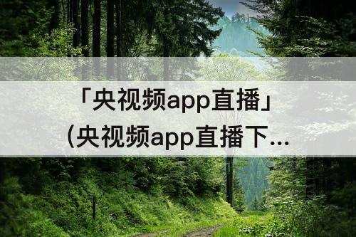 「央视频app直播」(央视频app直播下载)