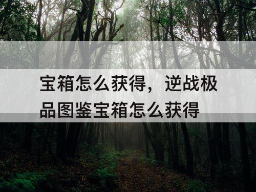 宝箱怎么获得，逆战极品图鉴宝箱怎么获得