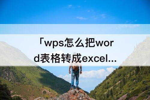 「wps怎么把word表格转成excel」(wps怎么把word表格转成excel表格)