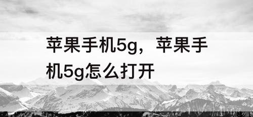 苹果手机5g，苹果手机5g怎么打开