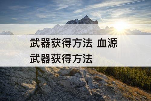 武器获得方法 血源 武器获得方法
