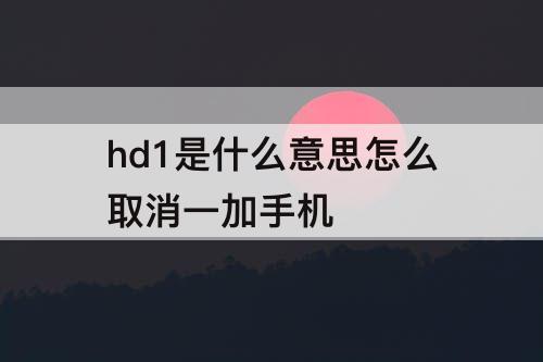 hd1是什么意思怎么取消一加手机