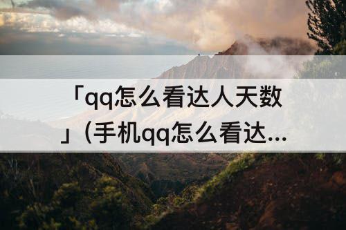 「qq怎么看达人天数」(手机qq怎么看达人天数)