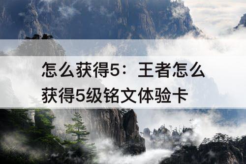 怎么获得5：王者怎么获得5级铭文体验卡