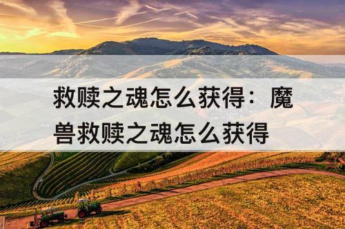 救赎之魂怎么获得：魔兽救赎之魂怎么获得