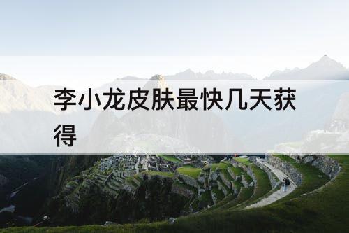 李小龙皮肤最快几天获得