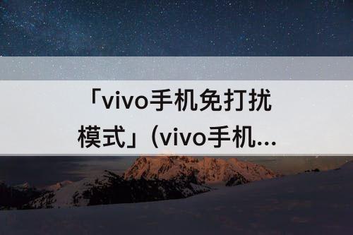 「vivo手机免打扰模式」(vivo手机免打扰模式是什么效果)