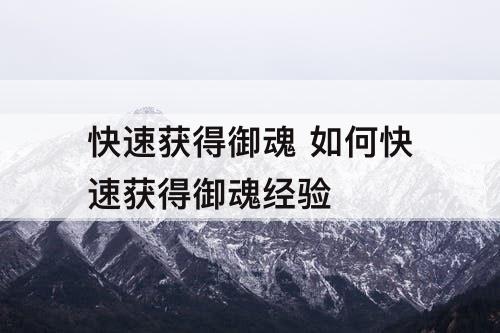 快速获得御魂 如何快速获得御魂经验