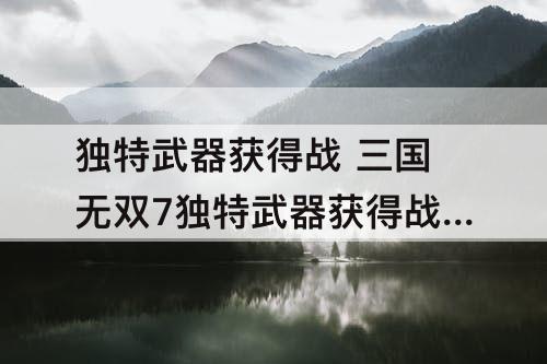 独特武器获得战 三国无双7独特武器获得战关索