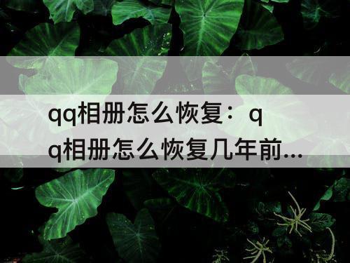 qq相册怎么恢复：qq相册怎么恢复几年前的照片