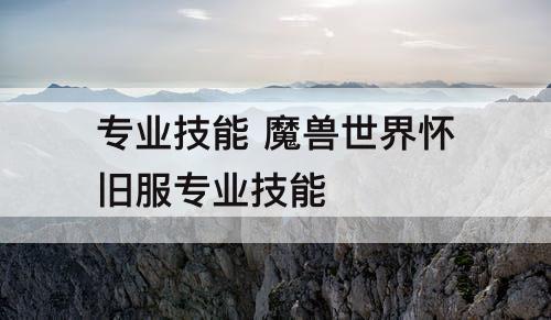 专业技能 魔兽世界怀旧服专业技能