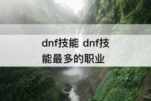 dnf技能 dnf技能最多的职业