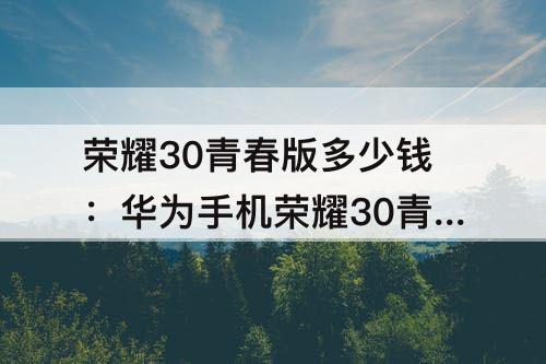 荣耀30青春版多少钱：华为手机荣耀30青春版多少钱