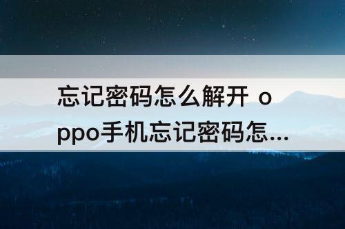 忘记密码怎么解开 oppo手机忘记密码怎么解开锁屏密码没有指纹锁
