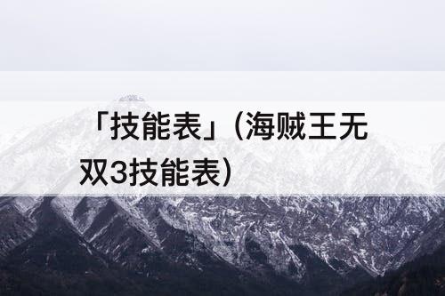「技能表」(海贼王无双3技能表)