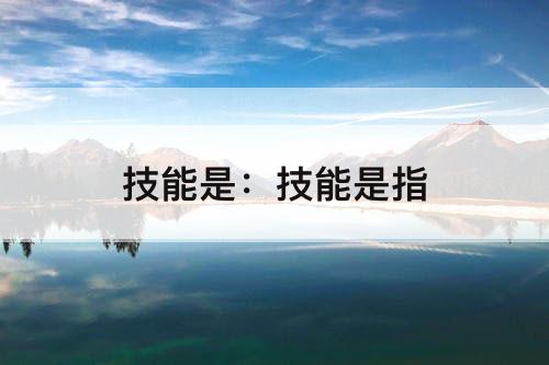 技能是：技能是指