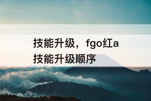技能升级，fgo红a技能升级顺序