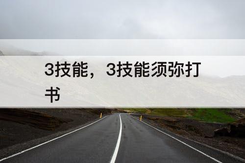 3技能，3技能须弥打书