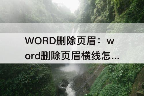 WORD删除页眉：word删除页眉横线怎么还原回来