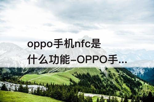 oppo手机nfc是什么功能-OPPO手机nfc是什么功能有什么用