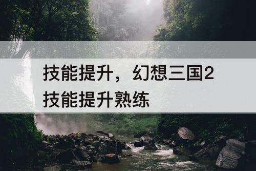 技能提升，幻想三国2技能提升熟练