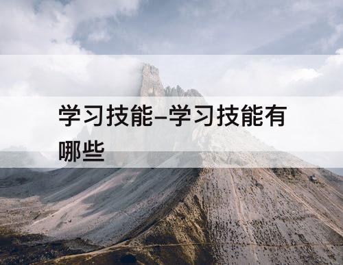 学习技能-学习技能有哪些