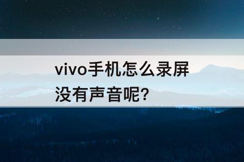 vivo手机怎么录屏没有声音呢?
