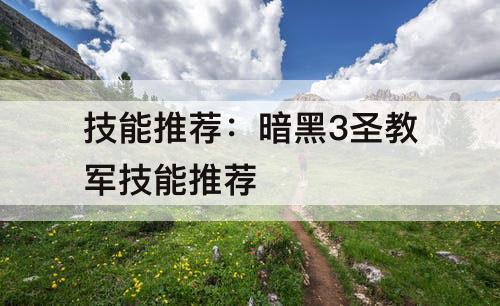 技能推荐：暗黑3圣教军技能推荐