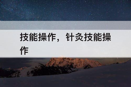 技能操作，针灸技能操作