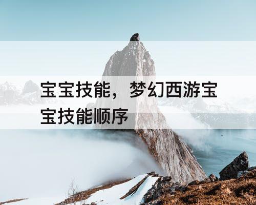 宝宝技能，梦幻西游宝宝技能顺序