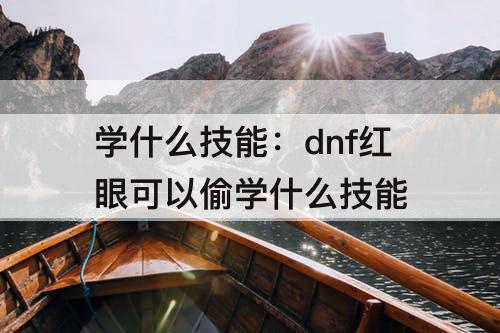 学什么技能：dnf红眼可以偷学什么技能
