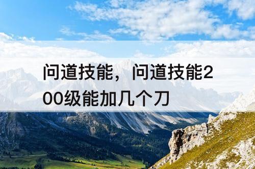问道技能，问道技能200级能加几个刀