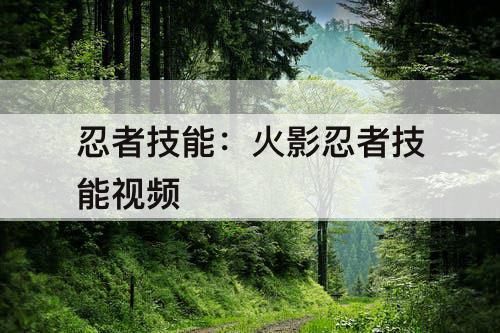 忍者技能：火影忍者技能视频