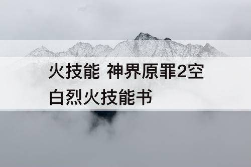 火技能 神界原罪2空白烈火技能书