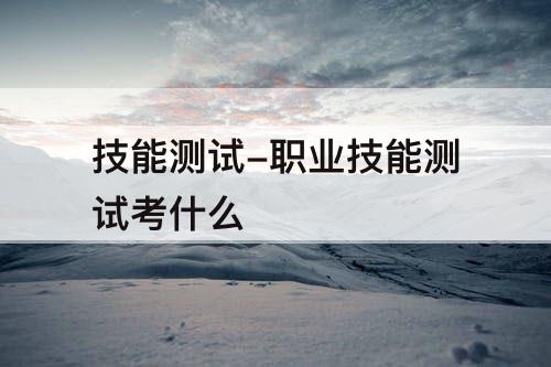 技能测试-职业技能测试考什么