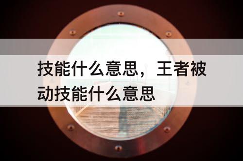 技能什么意思，王者被动技能什么意思