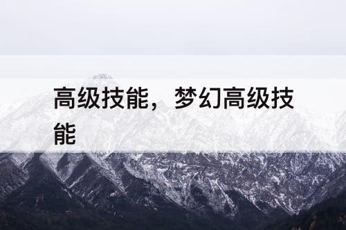高级技能，梦幻高级技能