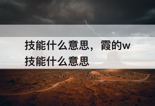 技能什么意思，霞的w技能什么意思