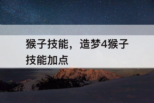 猴子技能，造梦4猴子技能加点