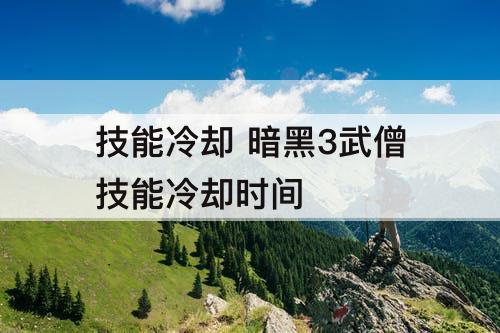 技能冷却 暗黑3武僧技能冷却时间