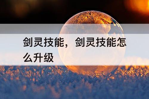 剑灵技能，剑灵技能怎么升级